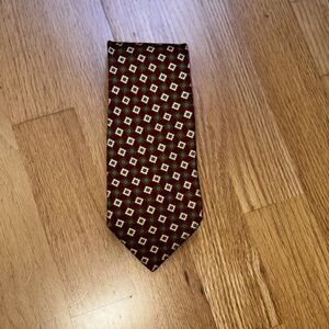 Brooks Brothers Men's Silk Neck Tie Geometric Formal Preppy Red Brown OS